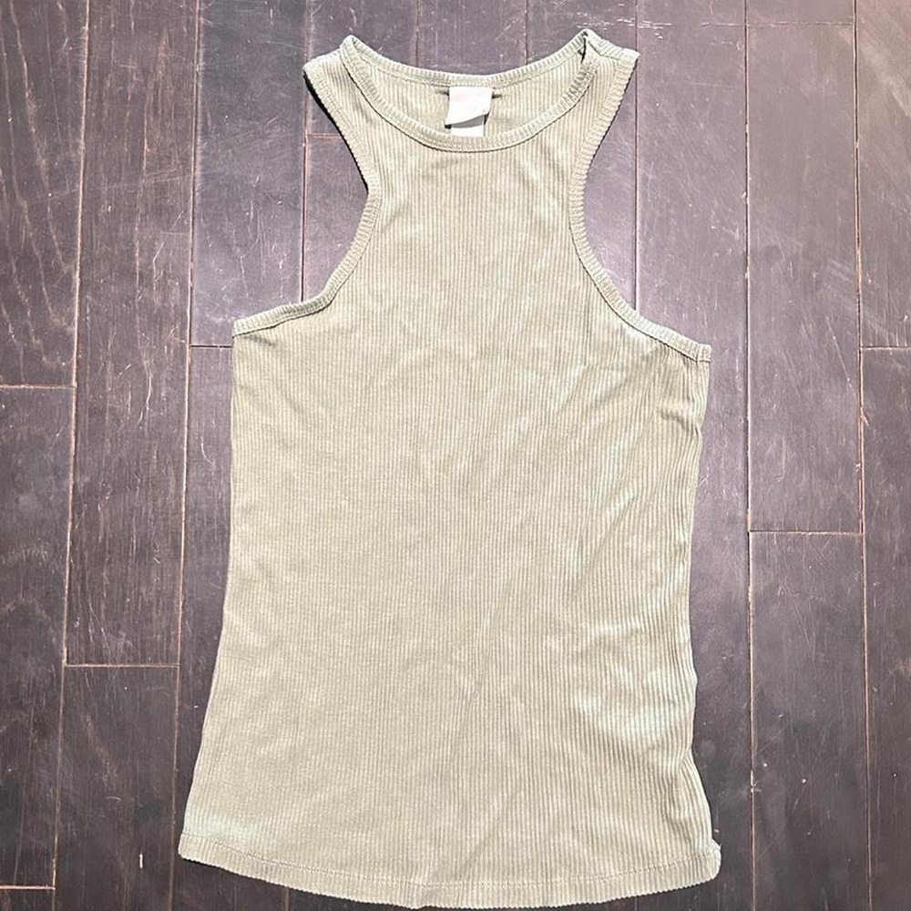 H&M green ribbed muscle tank top Size M